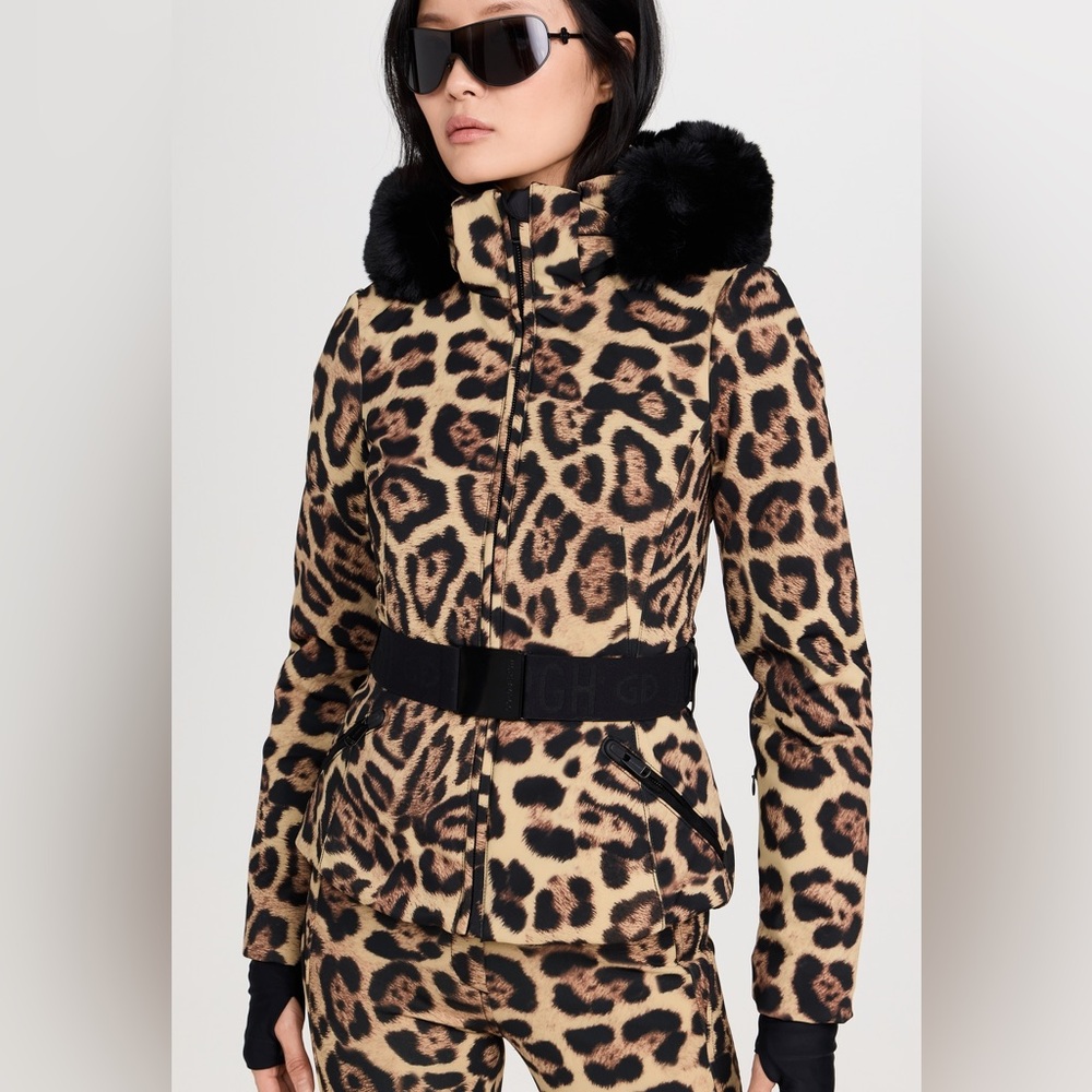 NWT Goldbergh Felis Down Ski Jacket 8 Jaguar Belted M Leopard NEW Puffer Jungle - Picture 2 of 16